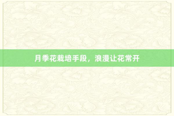 月季花栽培手段，浪漫让花常开